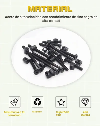 Vista 4 de Kit de repuesto de tornillos de cuna, 28 tornillos M6 y tuercas de barril para marco de cama, muebles, sillas y gabinetes, surtido de tornillos