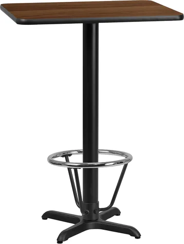 Vista 8 de Flash Muebles 24" x 30" mesa rectangular parte superior con 22" x 22" Bar Altura Base de mesa y pie anillo, Hierro fundido, Negro