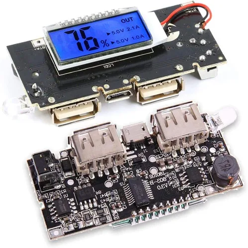 Vista 2 de Módulo de Carga de Batería Dual USB 18650 con Protección 4 piezas, Placa PCB de Banco de Energía, Módulo de Placa de Circuito Dual USB 5V 1A 2.1A