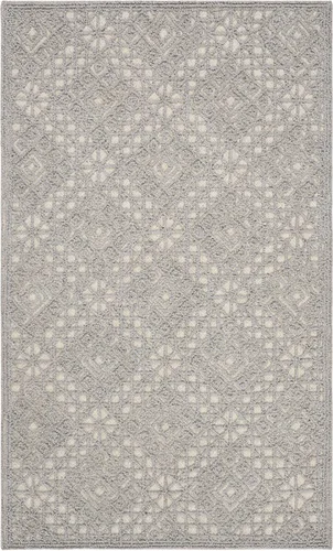 Vista 9 de SAFAVIEH Trace Collection - Alfombra decorativa de 2 pies 6 pulgadas x 4 pies, gris y gris, lana hecha a mano, ideal para zonas de alto tráfico