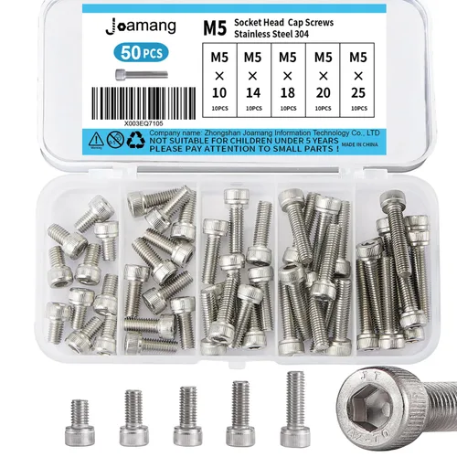 Vista 11 de Tornillos de cabeza de botón M5 x 8 mm, 12 mm, 16 mm, 20 mm, 25 mm, tornillos de cabeza de botón, acero inoxidable 304, accionamiento hexagonal
