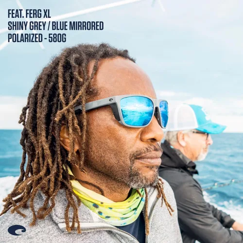 Vista 7 de Costa Man - Gafas de sol con montura negra mate, lentes de espejo azul, 2.44 pulgadas Deep Water Camo/Azul Espejo 20.46 oz