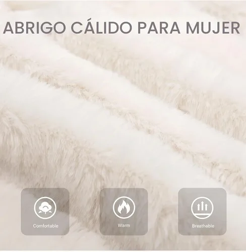 Vista 5 de Bellivera Abrigo de piel sintética para mujer con forro de oveja peluda, chaqueta de forro polar esponjosa y capucha con forro de sherpa Beige