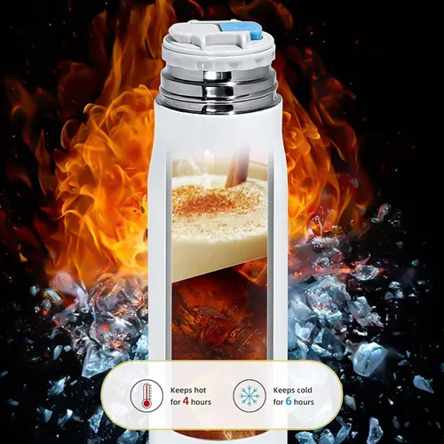 Vista 5 de AGH 4 vasos de sublimación en blanco de acero inoxidable de 17 onzas, botellas de agua aisladas al vacío de doble pared con tapa a prueba de fugas