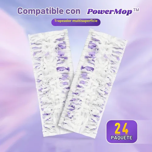 Vista 2 de Paquete de 24 almohadillas desechables para mopa multisuperficie Power Mop™ Tiras de fregado profundas, alta absorción, repuesto de limpieza