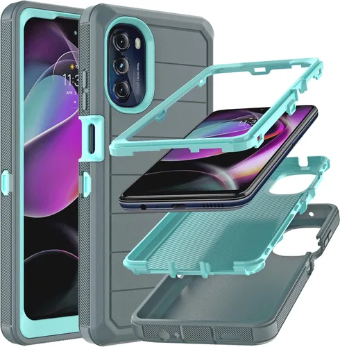 Vista 7 de YmhxcY Funda para Moto G 5G 2022 (sin protector de pantalla) con funda duradera de 3 capas a prueba de caídas, a prueba de golpes, funda de goma