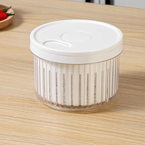 Vista 6 de Caja de almacenamiento de cebolleta de plástico multifuncional, forma redonda de contenedor de verduras de frutas, amplia aplicación para cocina