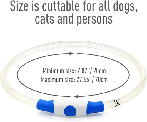 Vista 5 de Colaseeme Collar de perro con luz LED, 1 unidad recargable por USB, TPU brillante, luz de seguridad para perros pequeños, medianos y grandes, no Azul