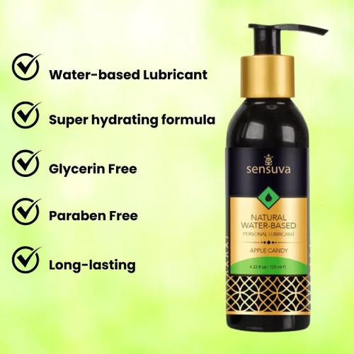 Vista 3 de Lubricante personal natural a base de agua Caramelo de manzana 4 onzas líquidas