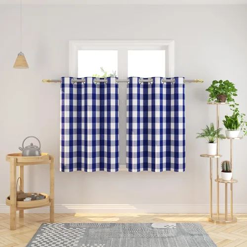 Vista 121 de Cortinas de 24 pulgadas de largo con diseño Buffalo Check Gingham Plaid para ventanas de cocina y baño, tratamiento para ventanas con 2 paneles