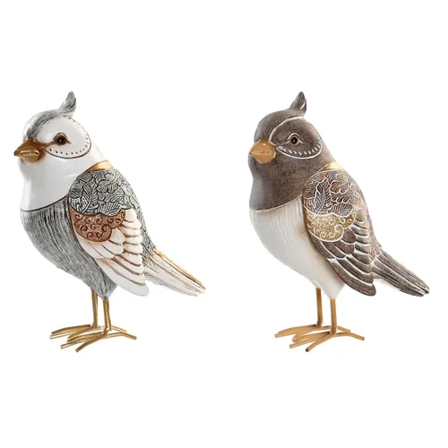 Vista 2 de Figura Decorativa DKD Home Decor Beige Blanco Resina Pájaro Moderno (12,5 x 7 x 16 cm) (2 Unidades)
