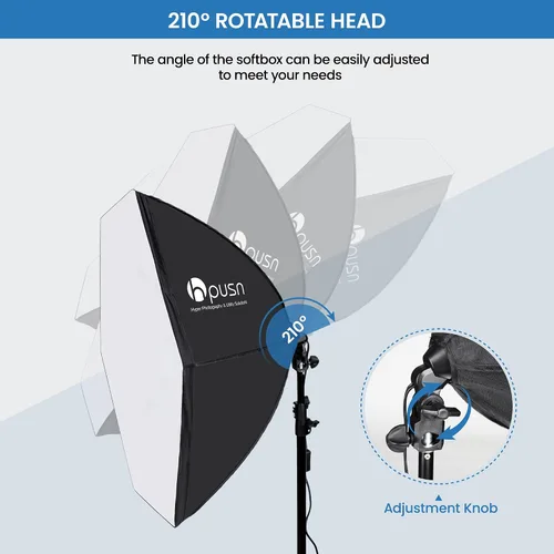 Vista 3 de Softbox Kit de iluminación para fotografía, kit de iluminación Softbox de 30 x 30 pulgadas, 2 bombillas LED E27 Socket 5400K, luz de estudio