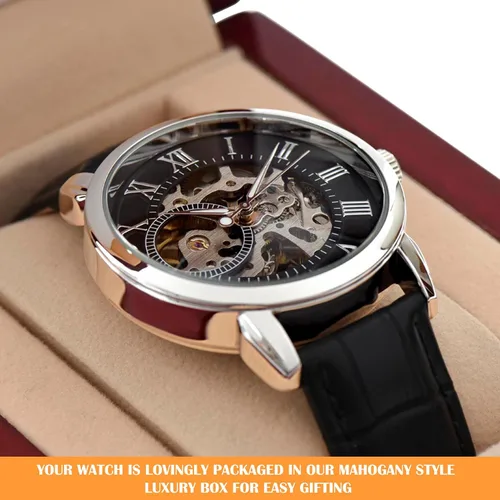 Vista 6 de Reloj calado para hombre con tarjeta de mensaje especial My Son Regalo sentimental para hijo regalo de cumpleaños para hijo regalos únicos
