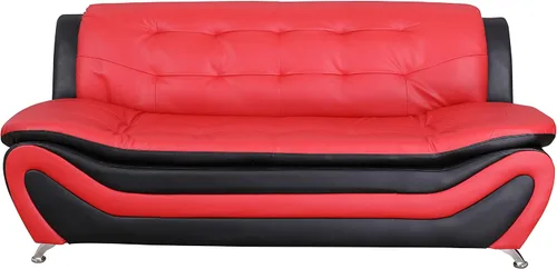 Vista 4 de Beverly Fine Furniture Aldo (3 piezas) Moderno juego de sofás, negro/rojo