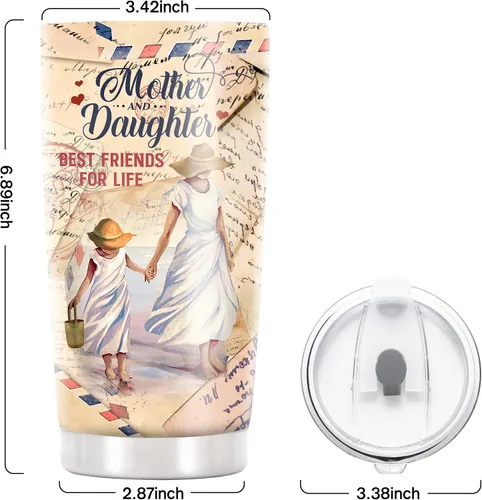 Vista 6 de Personalized Tumbler Mothers Day Gift For Mom, 18/8 Stainless Steel Tumbler 20oz, Gifts for Mom From Daughter, Birthday Gift For Mom