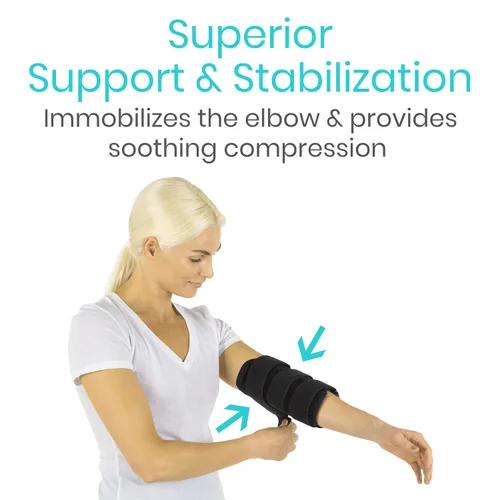 Vista 6 de Vive Férula de codo para tendinitis, túnel cubital, soporte para dormir, codo de tenista, 2 férulas extraíbles que estabilizan las articulaciones