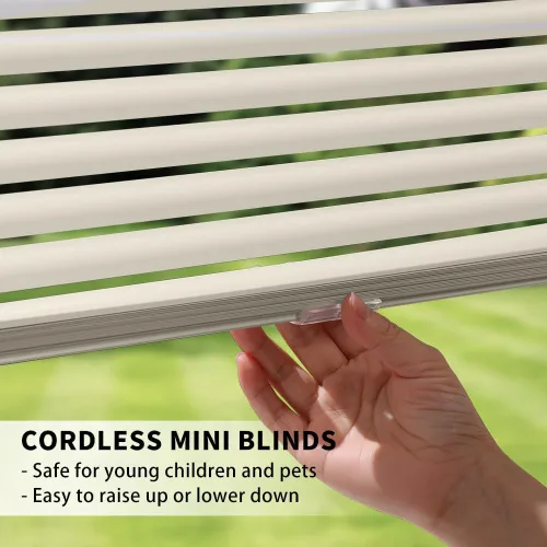 Vista 4 de Minipersianas de aluminio para ventanas sin cordones, persianas horizontales para ventanas para ajuste de luz, persianas venecianas de metal