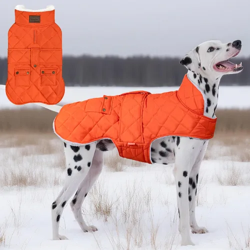 Vista 19 de KYEESE - Abrigo para perro suave, suéter para mascotas para clima frío, chaqueta impermeable para perros con forro de felpa, abrigo cálido