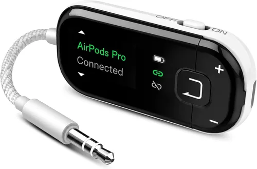 Vista 10 de Avantree Voyager Airplane - Adaptador Bluetooth con pantalla OLED Easy Pairing for AirPods, Bose & Bluetooth Headphones, aptX Adaptive & Auracast
