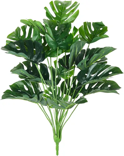 Vista 27 de RECUTMS 20LED Luces de Cadena de Hojas de Monstera, Hojas Artificiales de Palmera de Ratán Tropical, Enredadera Verde Colgante para Pared