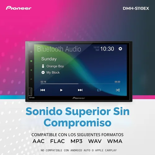 Vista 4 de Pioneer DMH-S110EX Estéreo de coche de doble DIN con pantalla táctil de 7 pulgadas con Bluetooth Receptor multimedia digital, integración