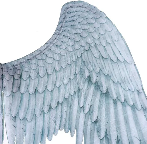 Vista 5 de Himine Alas de ángel de tela no tejida para fiestas festivas adecuadas para hombres y mujeres alas decorativas blanco azul