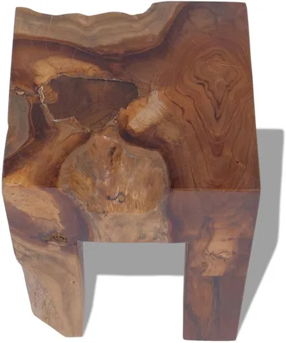Vista 6 de Taburete rústico de madera de teca, mesita de noche, taburete para sala de estar, dormitorio, decoración de muebles del hogar, 11.8 x 11.8 x 15.7