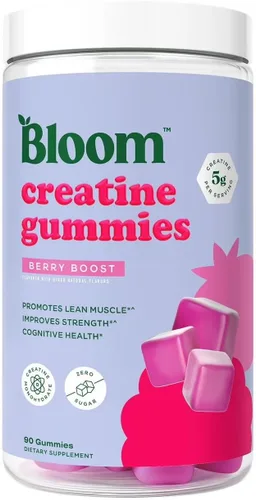 Vista 7 de Gomitas de monohidrato de creatina Bloom, 5g por porción, gomita de creatina sin azúcar para entrenamiento, fuerza, salud cognitiva y apoyo muscular