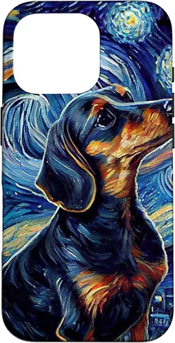Vista 20 de Funda para iPhone 16 Starry Night Famoso Estilo de Pintura Dachshund