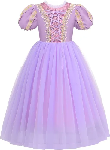 Vista 2 de JerrisApparel Disfraz de princesa de lujo para niñas, vestido de cosplay morado, fiesta de disfraces de Halloween