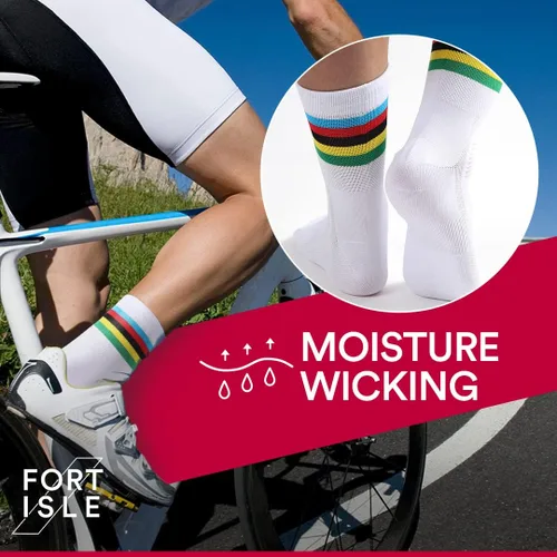 Vista 2 de Fort Isle 4 pares de calcetines de ciclismo para hombres y mujeres Calcetines transpirables de 8 colores para bicicleta de montaña para hombre