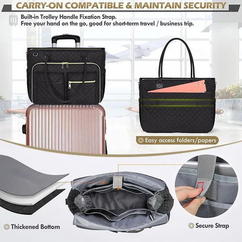 Vista 6 de Teacher Toted Laptop Bag with Cup Holder,Nurse Bags Professional Briefcases Business Computer Purses Handbag