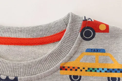 Vista 4 de Sudaderas para niños pequeños, cuello redondo, sin botones, de algodón, manga larga, para otoño, niños de 1 a 7 años