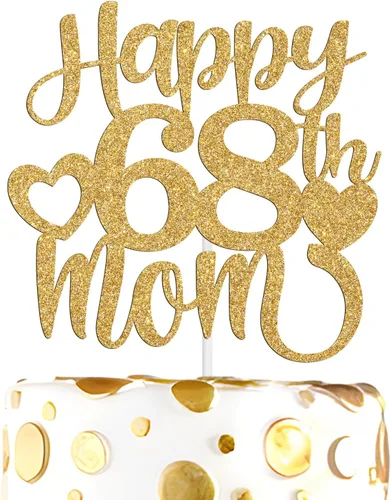 Vista 18 de Decoración para tartas con texto en inglés "Happy 50th Mom", feliz 50 cumpleaños para madre, saludos a 50 años, cumpleaños, aniversario, suministros
