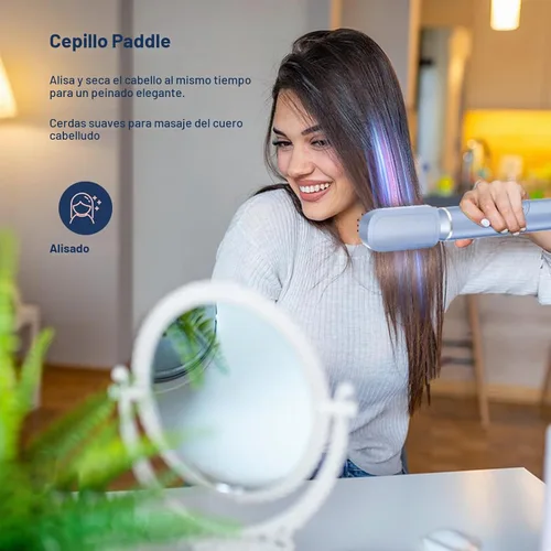 Vista 5 de Juego de cepillos de aire caliente 5 en 1, secador de pelo de 110,000 RPM para secado rápido, multiestilizador con rizadores de envoltura