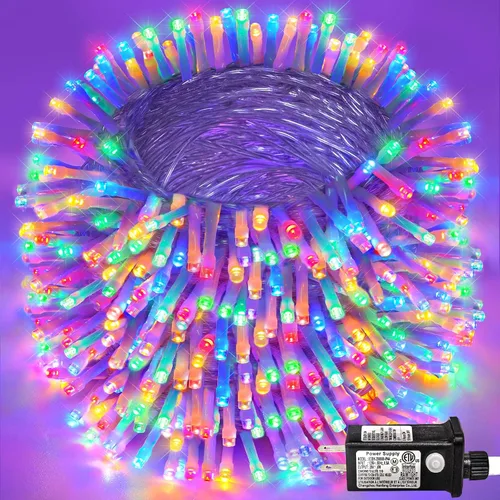 Vista 36 de Guirnalda de 120 luces LED rojas impermeables para exteriores, luces de Navidad rojas de 40 pies, 8 modos, cable transparente, guirnalda de luces