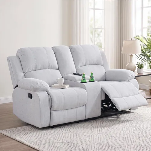 Vista 21 de Juego de sofá reclinable de 2 piezas, sofá reclinable de tela y sofá biplaza para sala de estar, sofá reclinable azul para sala de estar, oficina