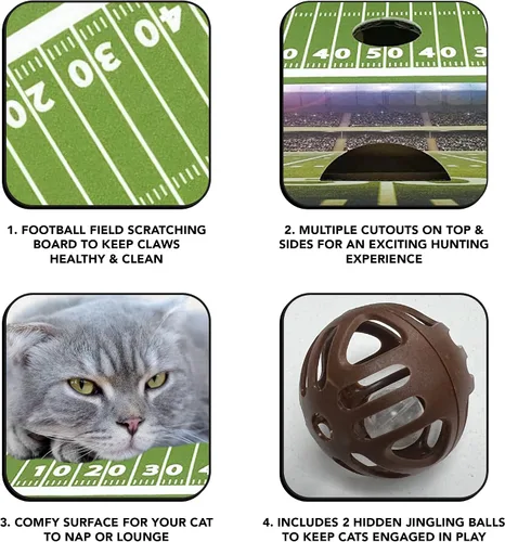 Vista 5 de NFL Ravens - Rascador de fieltro para gatos, juguete para gatos con bolas de cascabel Baltimore Ravens