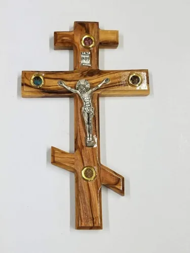 Vista 9 de Bethlehem Gifts TM Cruz de madera de olivo de Belén, tallada a mano, crucifijo (Crucifijo de Benedicto, 15 cm)