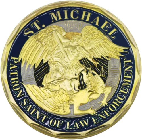 Vista 4 de Moneda de desafío de oficiales de policía de San Miguel, patrón de las monedas de oración de la aplicación de la ley