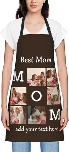 Vista 79 de Delantales personalizados para mujer, diseño de delantal de chef ajustable con nombre, textos, fotos, flores, regalos para el día de la madre