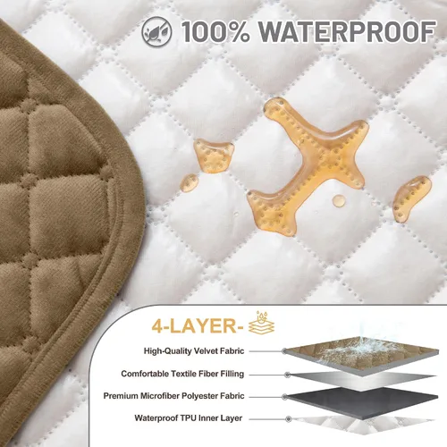 Vista 3 de Fundas para sofá seccional para perros 100% impermeables, funda de sofá de esquina en forma de L, para mascotas, de terciopelo, lavable