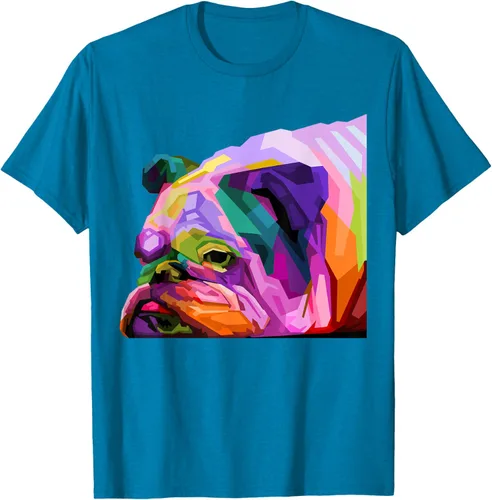 Vista 63 de Camiseta de retrato pop artístico de bulldog británico inglés para dueños de perros, Negro, S