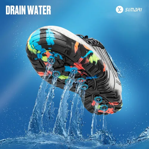 Vista 5 de Simari Zapatos de agua para mujer, hombre, natación, playa, piscina, deportes acuáticos, secado rápido, estilo descalzo, buceo, surf y caminar