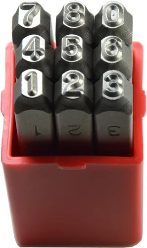 Vista 27 de Juego de 27 sellos de acero resistente con letras mayúsculas de 3/64" 1mm, kit de punzones de alfabeto para estampado a mano de caracteres, código