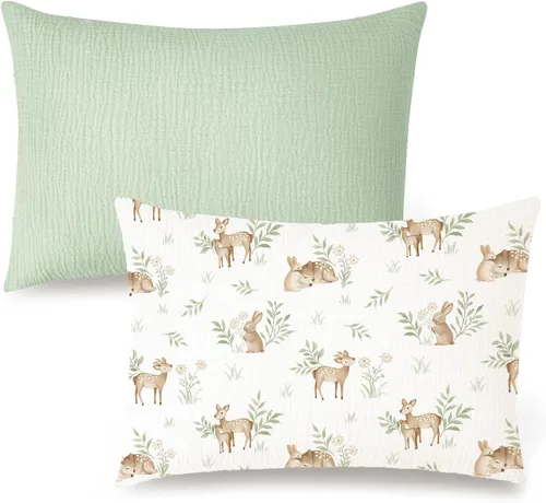 Vista 20 de Konssy Funda de almohada de muselina para niños pequeños para almohada de 13x18, paquete de 2 fundas de almohada de algodón suave y transpirable