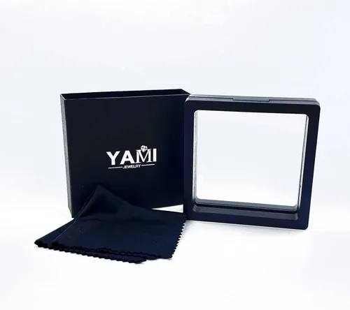 Vista 14 de YAMI Cadena de eslabones cubanos para hombre, azul/negro/oro de 14 quilates, acero inoxidable de 0.394-0.472 in de grosor, collar de cadena