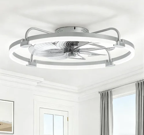 Vista 23 de LEDIARY Ventiladores de techo de 24" con luces y control remoto, luz LED de Dorado