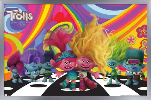 Vista 11 de Trends International Trolls Band Together (2023) - Universe Wall Poster, 22.4L x 14.7W, Barnwood Framed Version