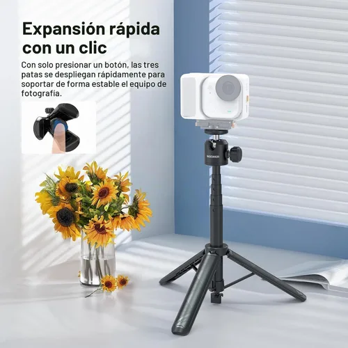 Vista 4 de NEEWER Basics - Trípode extensible para selfie, mango de metal portátil compatible con Canon G7X Mark III Sony ZV-1 RX100 VII A6400 A6600 Nikon